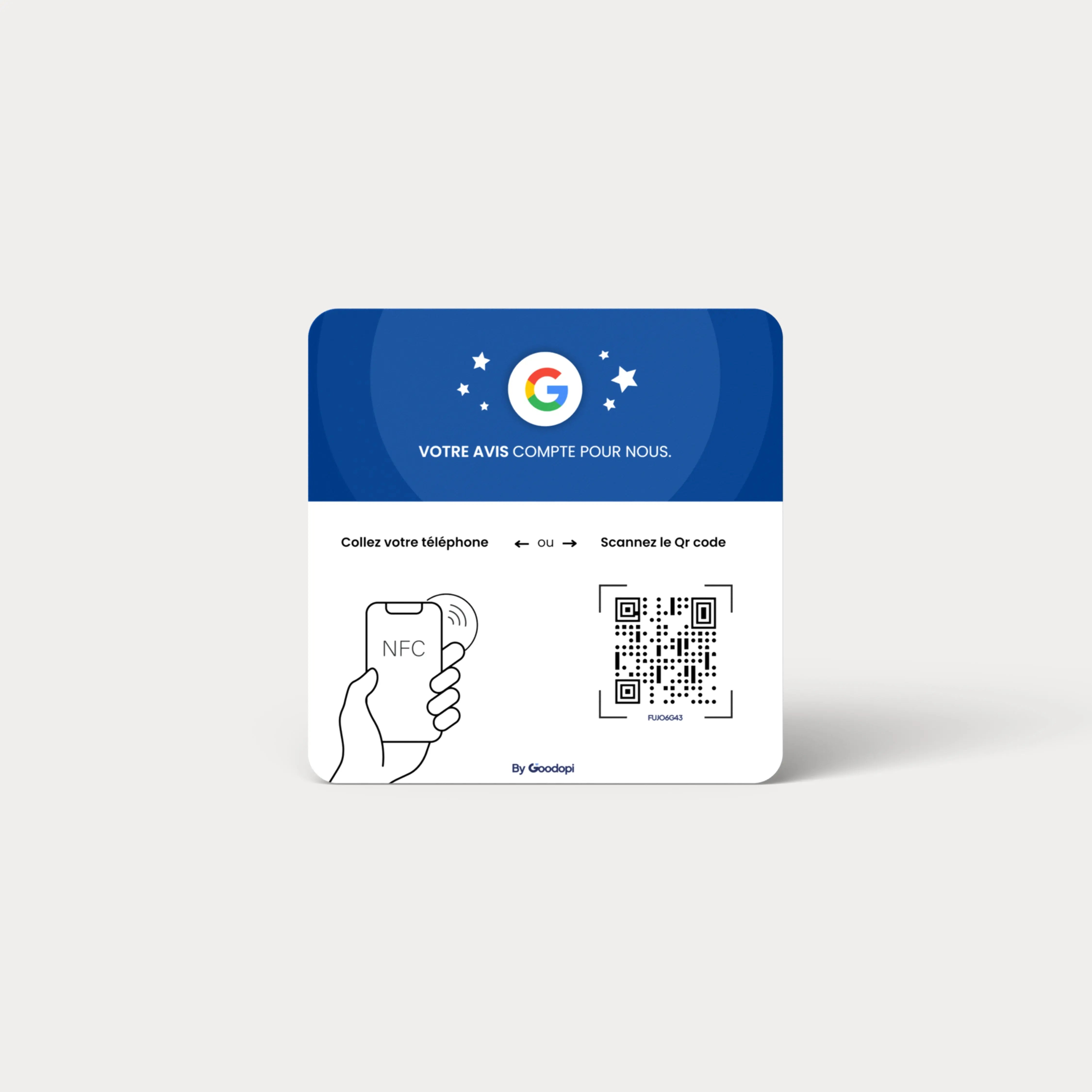 Plaque Avis Google NFC et Qr code - Goodopi